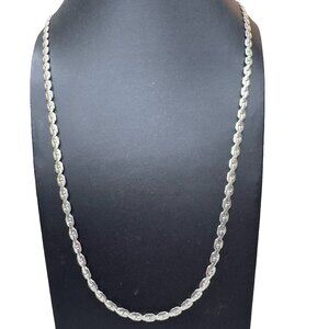 Vintage 32" Givenchy Silver Tone Chain Necklace Oval Link Greek Key Logo Meander